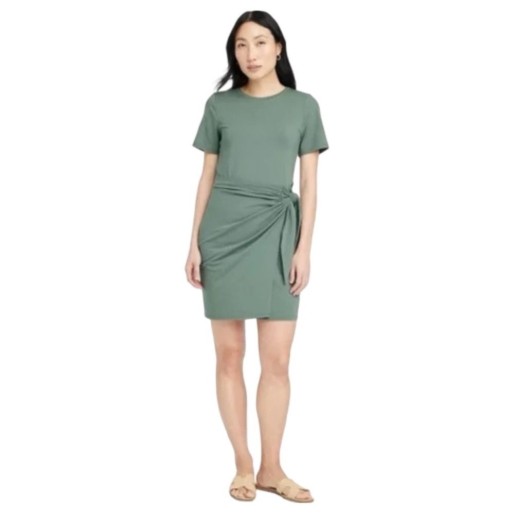 A New Day Olive Green Side Tie Mini Dress